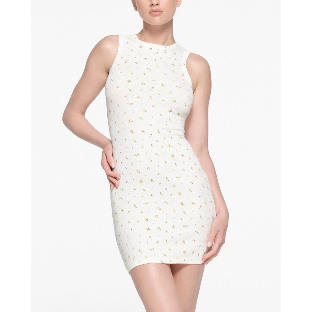 NEW Skims Cotton Rib Tank Mini Dress Marigold Rosebud M Feminine Cottagecore